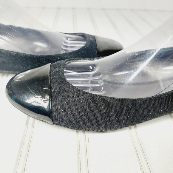 NATURALIZER N5 Comfort "Applause" Black Patent Cap Toe Glitter Sides Flats E557 - Picture 11 of 14